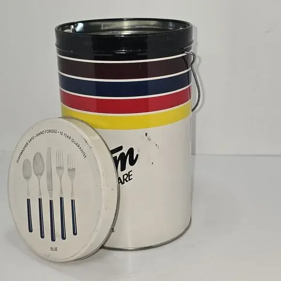 Vintage Stanley Roberts Spectrum Flatware Canister – Mid Century Modern Striped - Picture 8 of 14